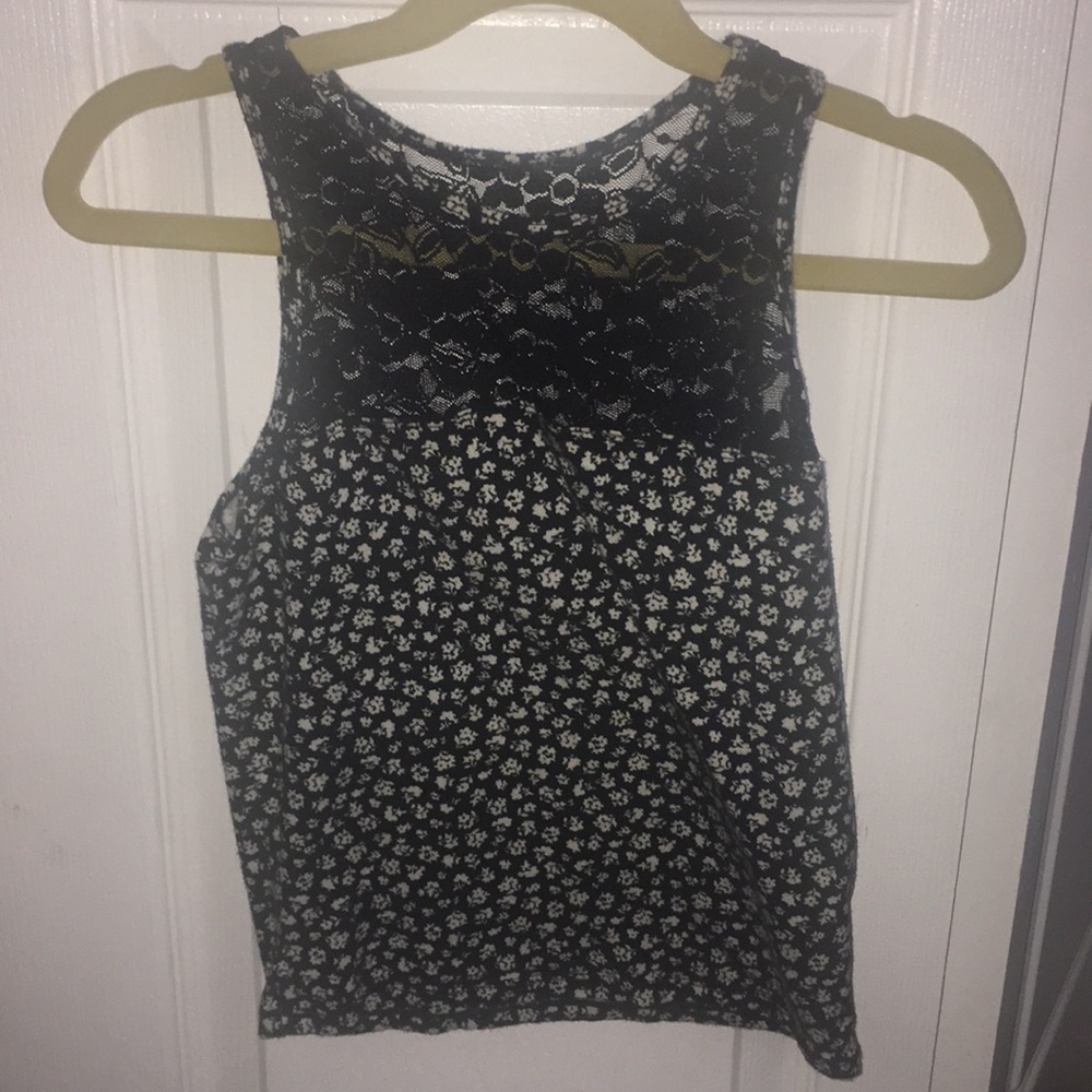 Black and White Floral Tank Crop Top